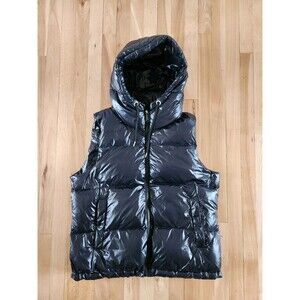 INTL Details LARGE Black Down Insulated FullZip Hooded Puffer Vest $180 WornOnce